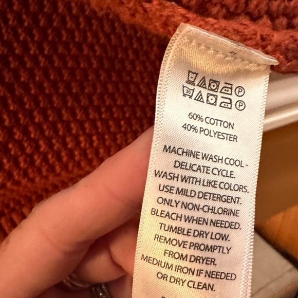 Max Studio Open Front Knit Cardigan size Large Rust Orange Womens - Picture 6 of 7